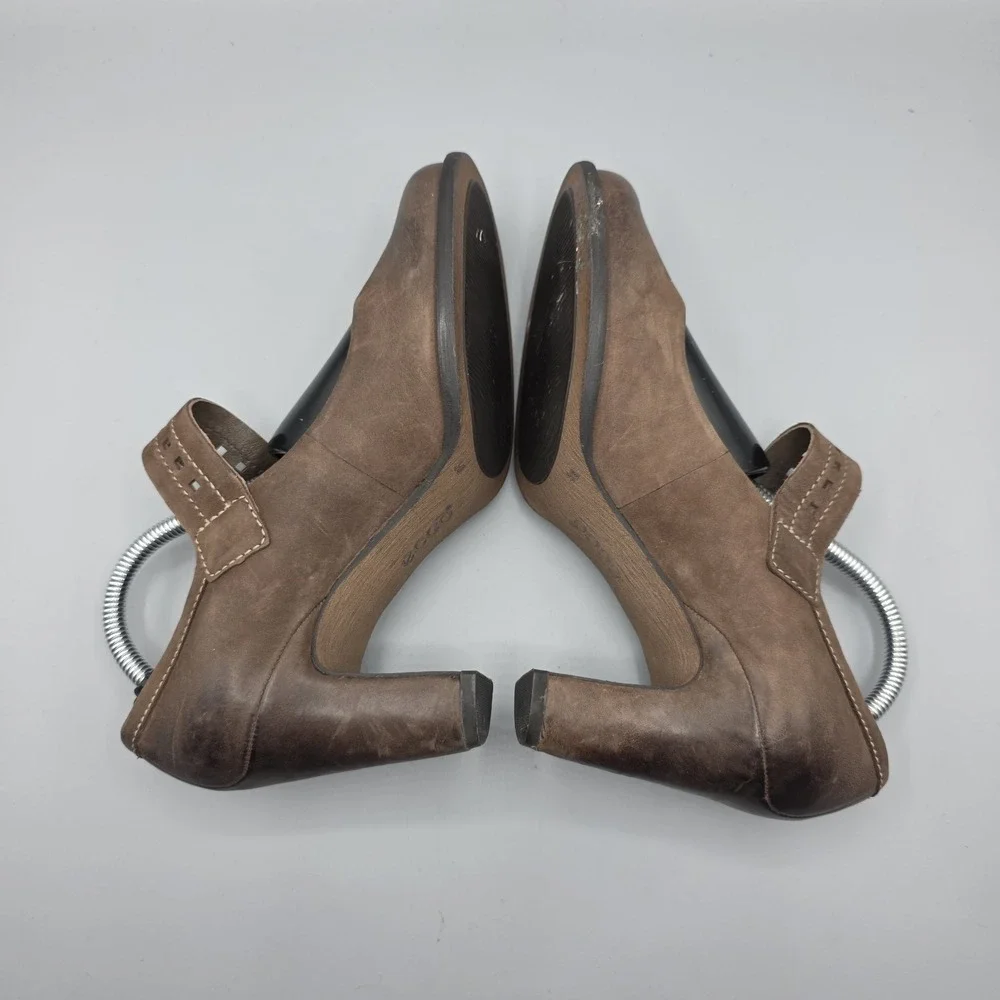 Ecco‎ Heels Womens 36 Brown Leather Mary Jane Pumps Comfort Shoes Strap Buckle